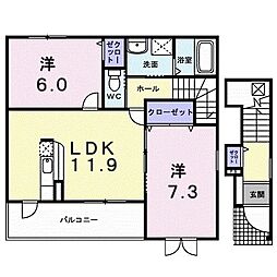 トレスタージュA 2LDKの間取図画像