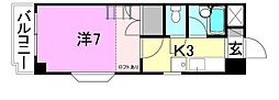 フレクション松山東石井 1Kの間取図画像