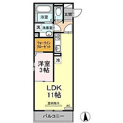 カンパーナ勝山 1LDKの間取図画像