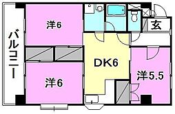 コーポ岡田 3DKの間取図画像