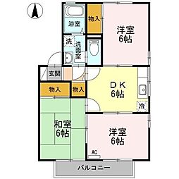 ハイカムール鴨川A 3DKの間取図画像