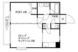 サンシャイン三洋No.2 1LDKの間取図画像
