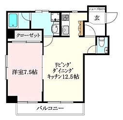 エスペランサ勝山 1LDKの間取図画像