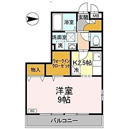 エスト・クレール2 1Kの間取図画像