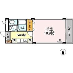 リビングアレイ・K 1Kの間取図画像