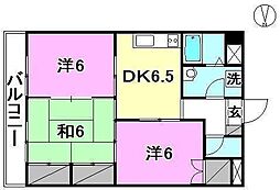 エクシード久万ノ台 3DKの間取図画像