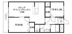 メゾンハイツ西山 2LDKの間取図画像
