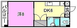 シェレナ辻町 1DKの間取図画像