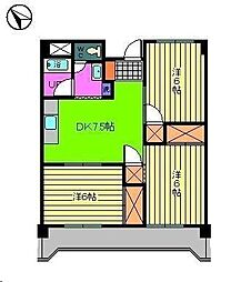 第85杉フラット 3DKの間取図画像