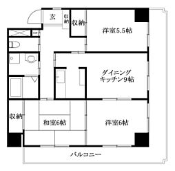 ランドマーク一番町 3DKの間取図画像