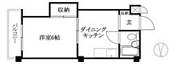 第二ミサワハウス 1DKの間取図画像