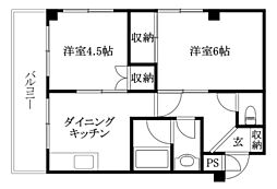 第五ミサワハウス 2DKの間取図画像