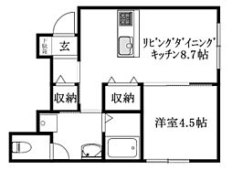 Alba-casa高岡 1LDKの間取図画像