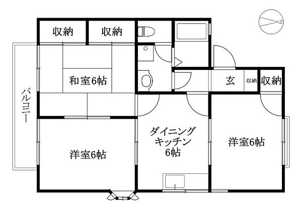 セゾン・ド・フローレス　Ａ棟 A201 号室｜愛媛県松山市東石井6丁目(賃貸アパート3DK・2階・54.00㎡)の写真 その2