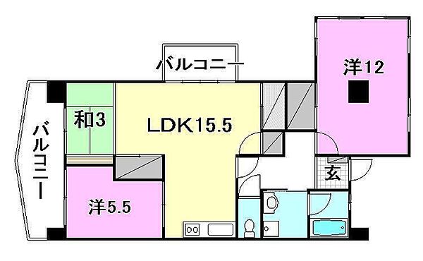 セントヒルズ山越 605 号室｜愛媛県松山市山越4丁目(賃貸マンション2LDK・6階・64.40㎡)の写真 その2