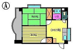 メゾンティアール 2DKの間取図画像