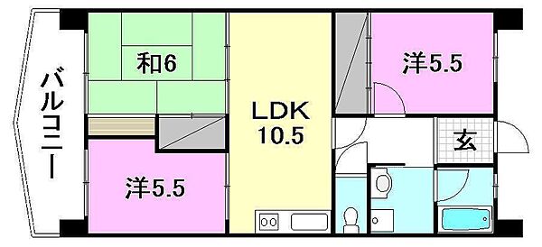 セントヒルズ山越 402 号室｜愛媛県松山市山越4丁目(賃貸マンション3LDK・4階・63.60㎡)の写真 その2