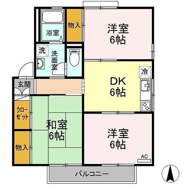 フレンドリーハイツ日野 A201 号室｜愛媛県伊予市下吾川(賃貸アパート3DK・2階・56.07㎡)の写真 その2