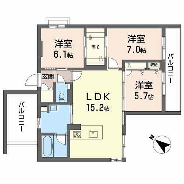 ベレオ道後 201 号室｜愛媛県松山市石手4丁目(賃貸マンション3LDK・2階・76.63㎡)の写真 その2