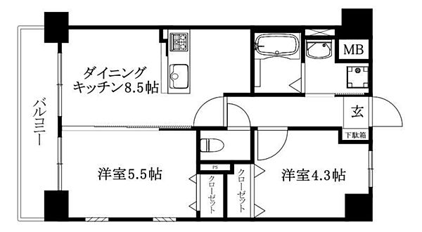 フォレスト・グランテラス 601 号室｜愛媛県東温市志津川(賃貸マンション2LDK・6階・43.20㎡)の写真 その2