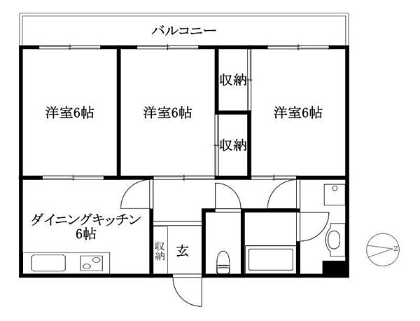 緑風館久万ノ台 608 号室｜愛媛県松山市久万ノ台(賃貸マンション3DK・6階・56.96㎡)の写真 その2