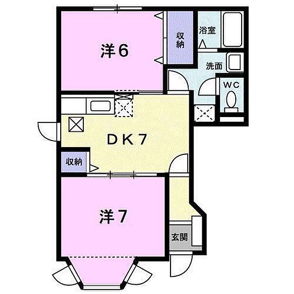 カーサ・エクセレンテA 101 号室｜愛媛県松山市北条(賃貸アパート2DK・1階・46.06㎡)の写真 その2