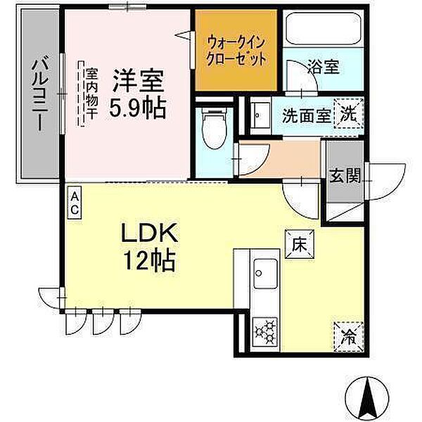 Ａｓａｋａｗａ1 101 号室｜愛媛県松山市西石井1丁目(賃貸アパート1LDK・1階・43.80㎡)の写真 その2