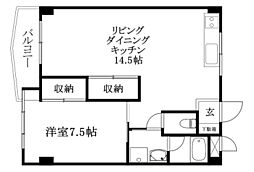 ビージョイマンション5号館 1LDKの間取図画像