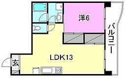 辻町グランドハイツ 1LDKの間取図画像