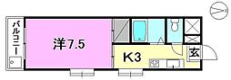 ヴイラ平成 1Kの間取図画像