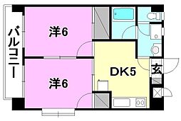 オックスフォード・サーカス高岡 2DKの間取図画像