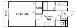 コスモス弐番館 1Kの間取図画像