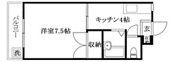 リバーサイドナカムラ 1Kの間取図画像