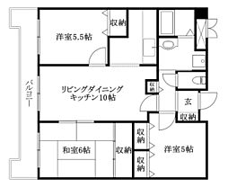シスコ灘町キャッスル 502 号室 5階3LDKの間取り