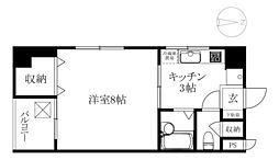 第二朝日 1Kの間取図画像