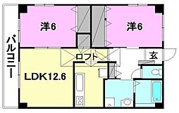 フォブール栗林 2LDKの間取図画像