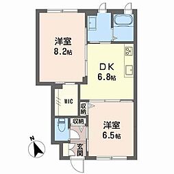 プレミアス東野 2DKの間取図画像