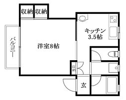 サンヴェルディ東石井 1Kの間取図画像