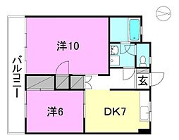 イースト・レジデンス大和 2DKの間取図画像