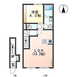 Casa　Alegria 202 号室 2階1LDKの間取り