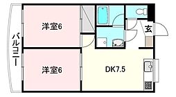 KBコート本町2 2DKの間取図画像