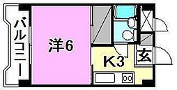 ジョイフルハウス 1Kの間取図画像
