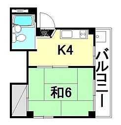 メゾンAD2 1Kの間取図画像