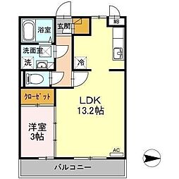 エスト・クレール2 1LDKの間取図画像