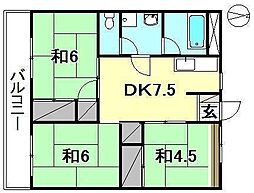 イースト・レジデンス大和 3DKの間取図画像