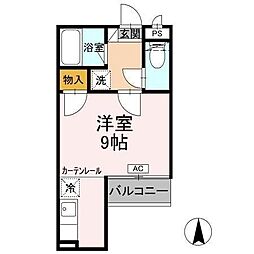 プチシャンブルM ワンルームの間取図画像