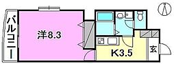 ブルーランド本町 1Kの間取図画像