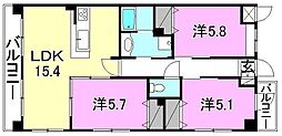 アルカサール道後 3LDKの間取図画像