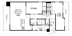 ヴォルジュ石手 2LDKの間取図画像