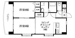 プレザント・来住 2LDKの間取図画像